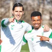 Sergi Guardiola y De Almeida en el entrenamiento