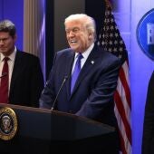 Imagen de la comparecencia de Donald Trump.