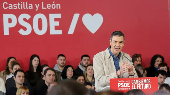 El presidente del Gobierno, Pedro Sánchez, durante un acto de precampaña en Castilla y León El presidente del Gobierno, Pedro Sánchez, durante un acto de precampaña en Castilla y León