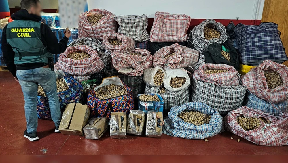 Parte de la droga incautada en la operación. Parte de la droga incautada en la operación.