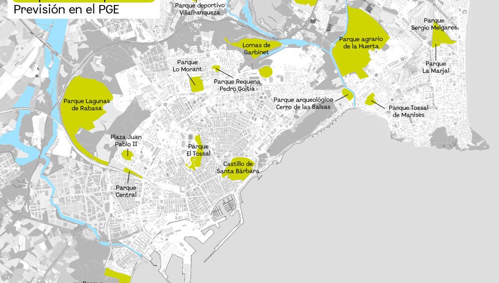 Parques de la red primaria en el nuevo PGE