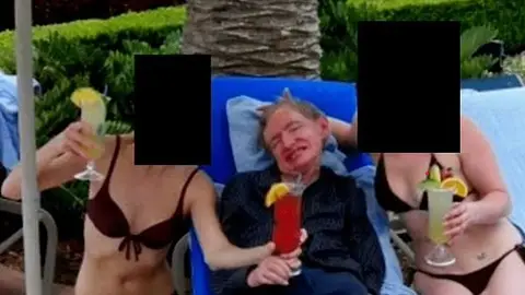 Stephen Hawking con dos mujeres en la isla privada de Epstein Stephen Hawking con dos mujeres en la isla privada de Epstein