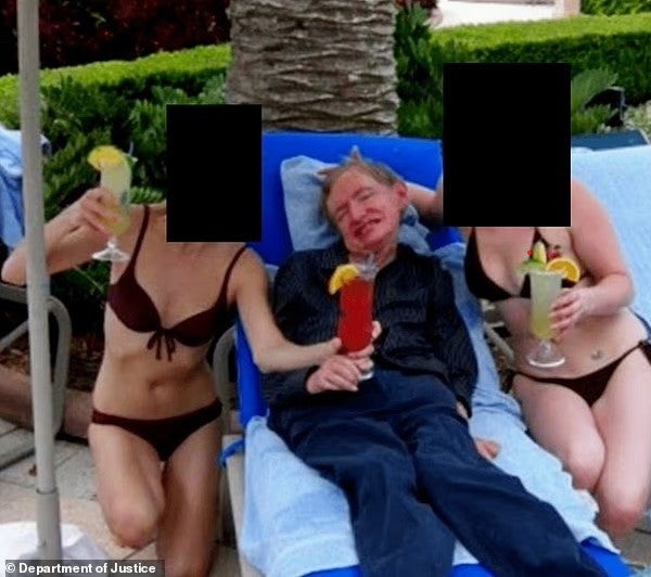 Stephen Hawking con dos mujeres en la isla privada de Epstein Stephen Hawking con dos mujeres en la isla privada de Epstein