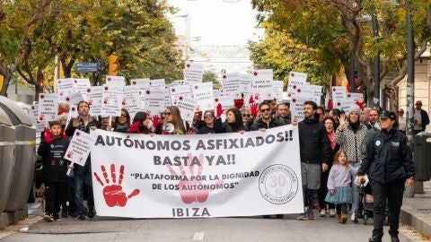 Imagen de la &uacute;ltima concentraci&oacute;n de aut&oacute;nomos en Ibiza