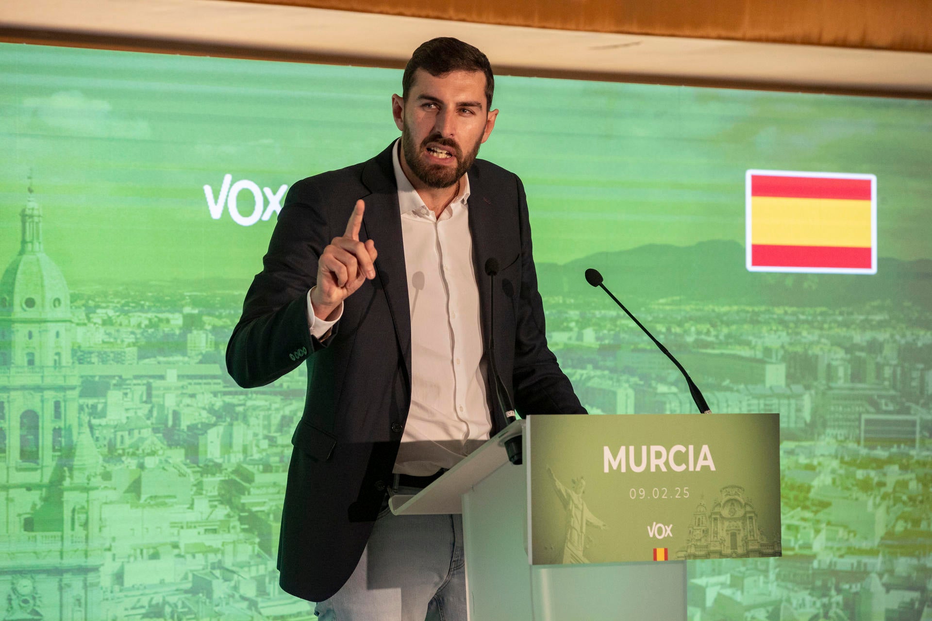 El presidente de Vox en la Región de Murcia, José Ángel Antelo, en una imagen de archivo. El presidente de Vox en la Región de Murcia, José Ángel Antelo, en una imagen de archivo.