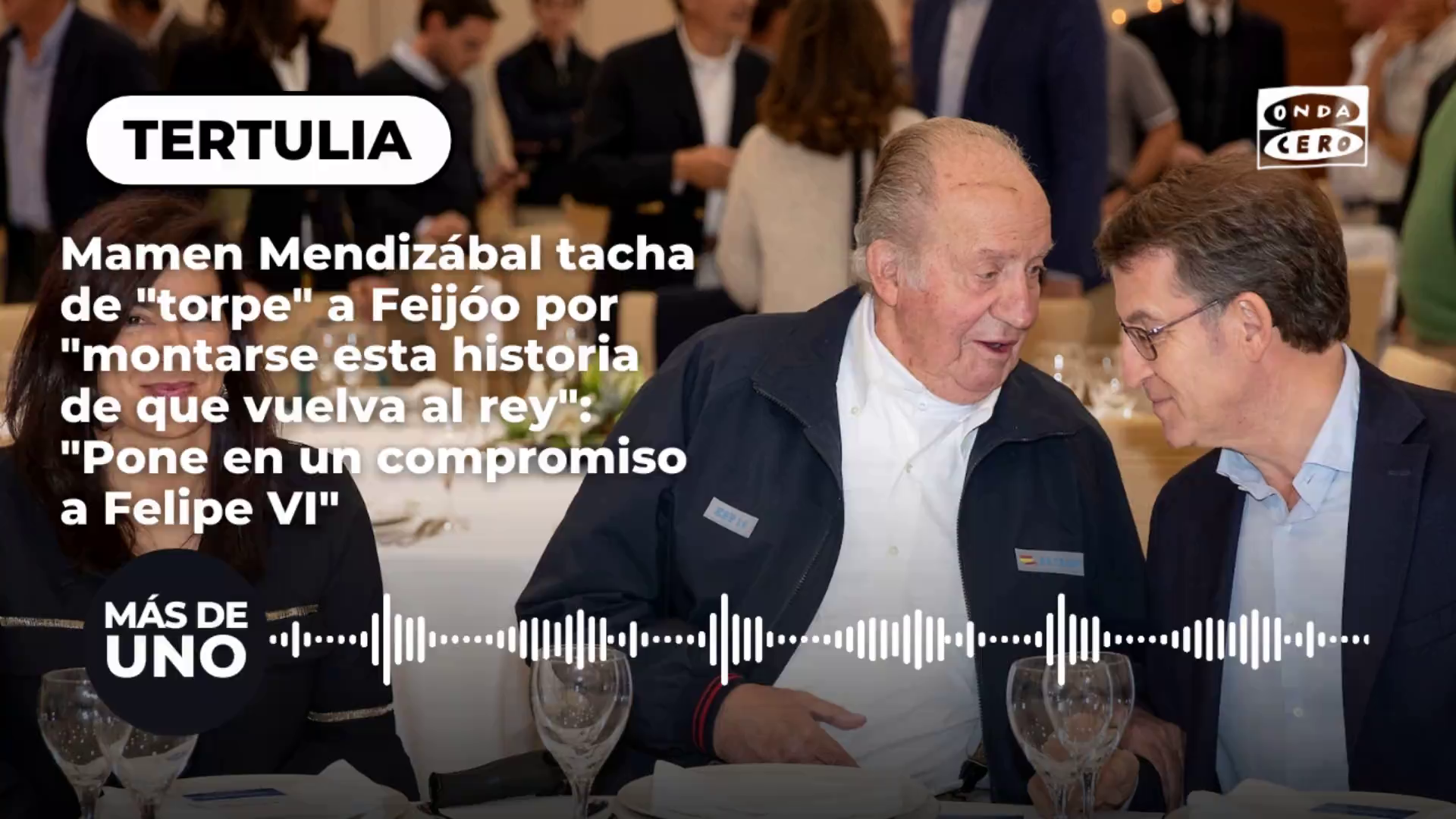 Mamen Mendizábal tacha de "torpe" a Feijóo por "montarse esta historia de que vuelva al rey": "Pone en un compromiso a Felipe VI" Mamen Mendizábal tacha de "torpe" a Feijóo por "montarse esta historia de que vuelva al rey": "Pone en un compromiso a Felipe VI"