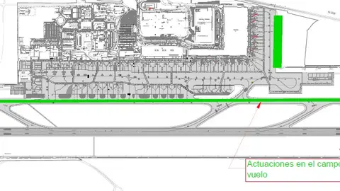 Plano con el área del aeropuerto de Alicante-Elche en la que se va a actuar. Plano con el área del aeropuerto de Alicante-Elche en la que se va a actuar.