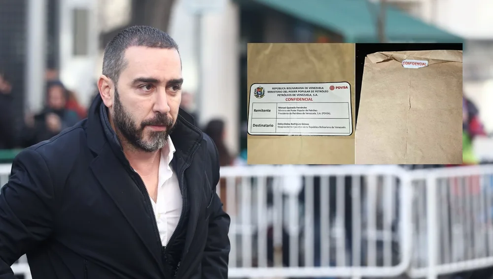 Víctor de Aldama en una foto de archivo y el sobre al que se refiere la noticia Víctor de Aldama en una foto de archivo y el sobre al que se refiere la noticia