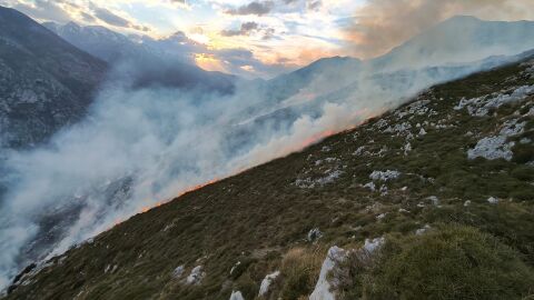 Incendio forestal en Pe&ntilde;arrubia - Cantabria