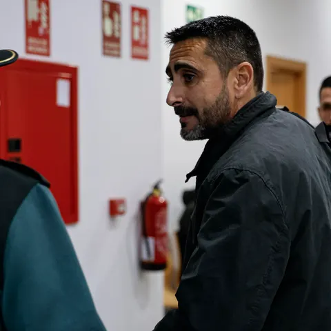 El comandante de la Unidad Militar de Emergencias (UME) Manuel Párraga, a su llegada a los juzgados de Catarroja.