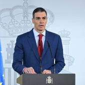 Pedro Sánchez, presidente del Gobierno, durante su comparecencia en La Moncloa/ EFE/Moncloa/Borja Puig
