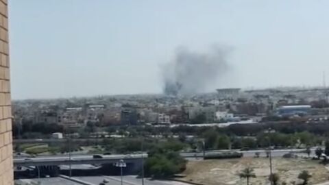 Imagen del estallido de una bomba tomada desde la vivienda de Pablo Plaza en Kuwait Imagen del estallido de una bomba tomada desde la vivienda de Pablo Plaza en Kuwait