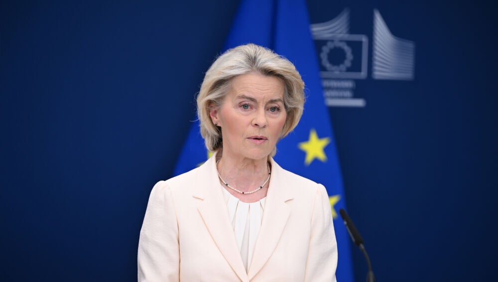 Ursula von der Leyen durante un acto de la Unión Europea.