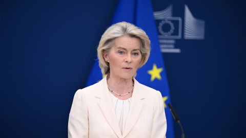 Ursula von der Leyen durante un acto de la Uni&oacute;n Europea.