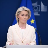 Ursula von der Leyen durante un acto de la Unión Europea.