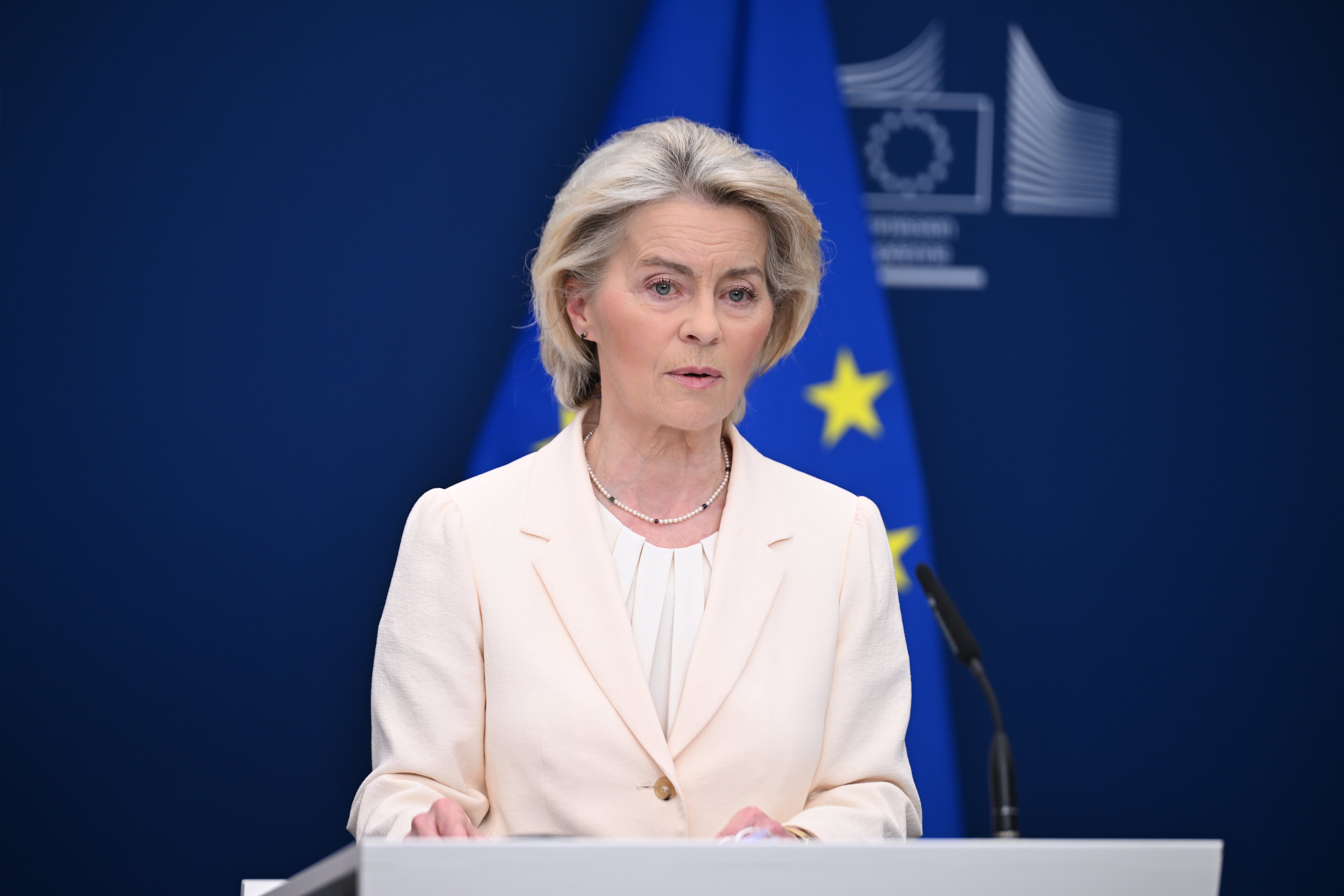 Ursula von der Leyen durante un acto de la Unión Europea. Ursula von der Leyen durante un acto de la Unión Europea.