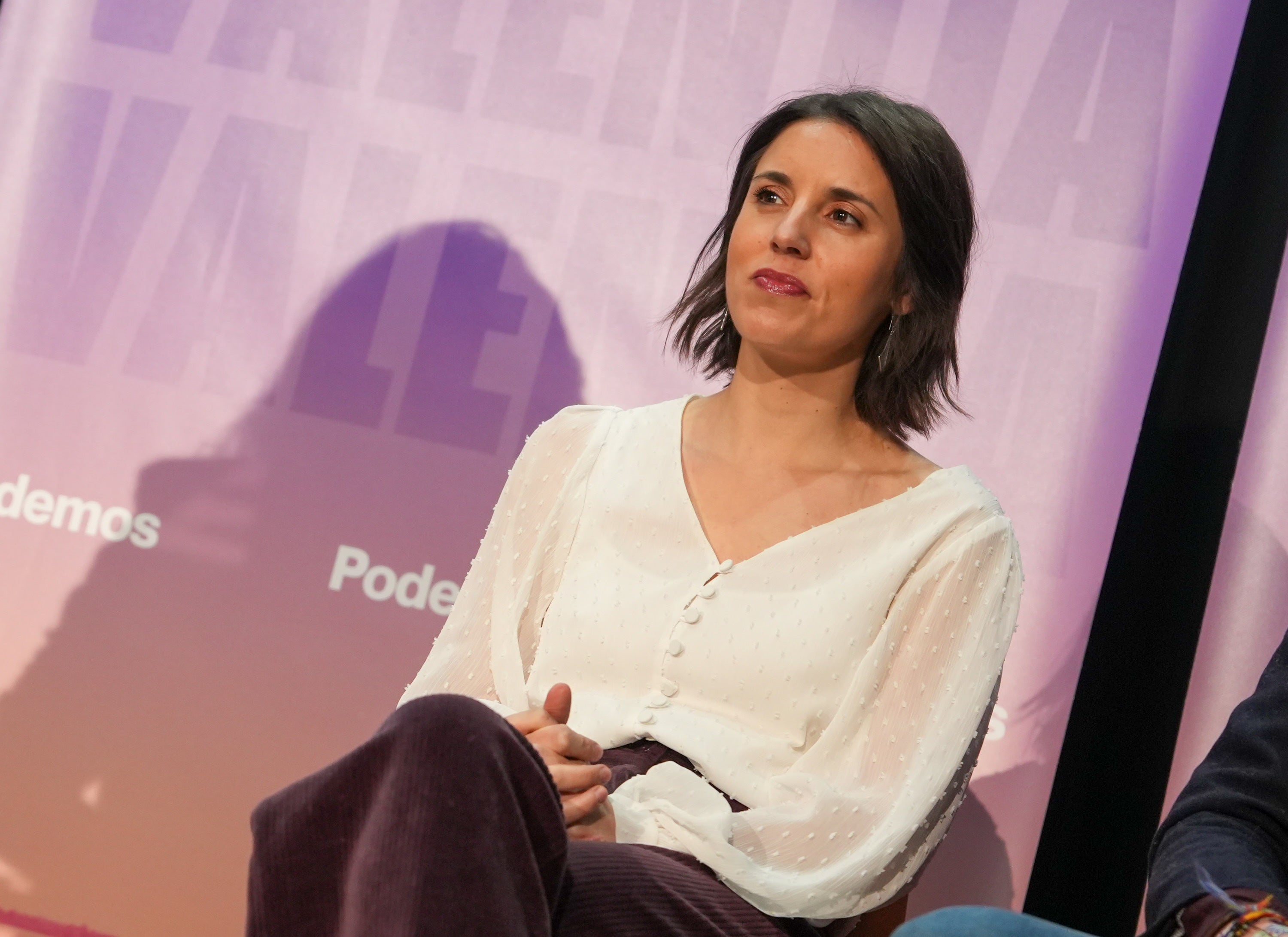 La secretaria política de Podemos y eurodiputada, Irene Montero, durante un acto en el centro cívico Bailarín Vicente Escudero, Valladolid. La secretaria política de Podemos y eurodiputada, Irene Montero, durante un acto en el centro cívico Bailarín Vicente Escudero, Valladolid.