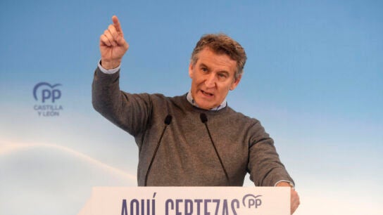Alberto N&uacute;&ntilde;ez Feij&oacute;o en un acto de campa&ntilde;a para las elecciones auton&oacute;micas de Castilla y Le&oacute;n