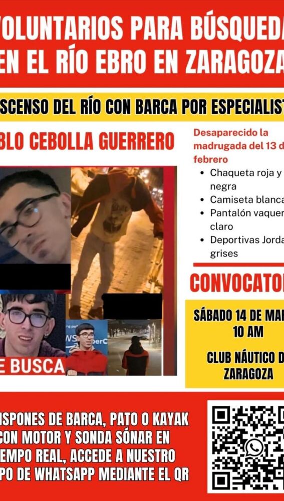 Cartel de la convocatoria realizada por la familia de Pablo Cebolla