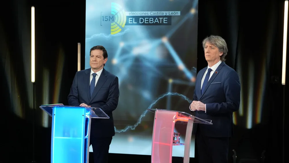 Fernández Mañueco y Martínez Mínguez durante el debate electoral. Fernández Mañueco y Martínez Mínguez durante el debate electoral.