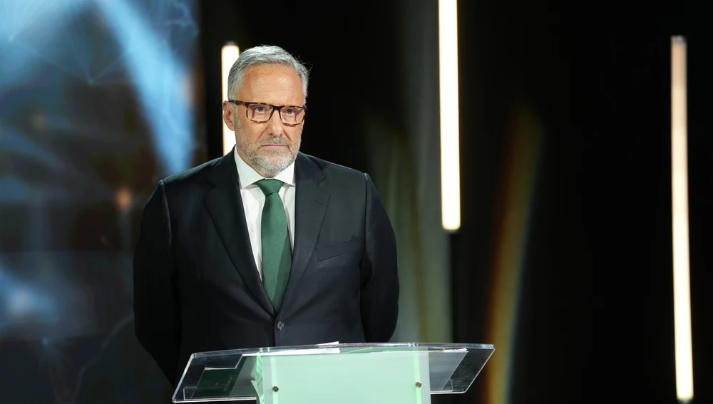 Carlos Pollán, líder de Vox en Castilla y León, durante el debate electoral. Carlos Pollán, líder de Vox en Castilla y León, durante el debate electoral.