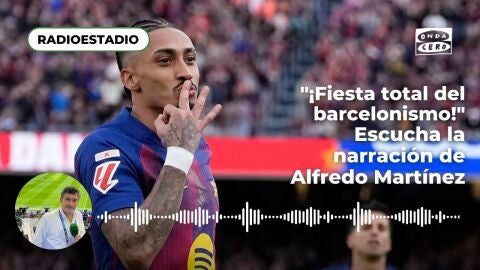 Raphinha celebra su tercer gol durante el partido contra el Sevilla 