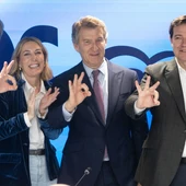 Jorge Azcón, María Guardiola, Alberto Núñez Feijóo y Alfonso Fernández Mañueco Jorge Azcón, María Guardiola, Alberto Núñez Feijóo y Alfonso Fernández Mañueco