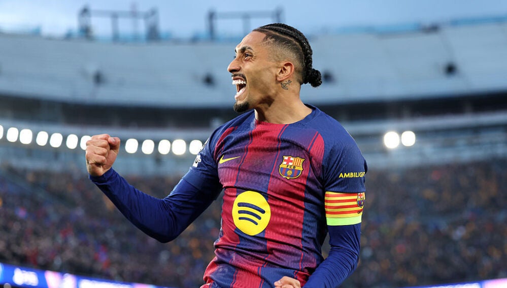 Raphinha celebra su gol al Newcastle 