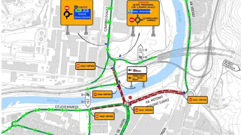 Torrelavega corta hoy el tráfico en torno a la rotonda de Sniace por la obra de la vía auxiliar Corte de tráfico por la obra de la vía auxiliar