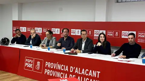 Bárabara Soler y a su derecha el secretario provincial del PSOE, Rubén Alfaro junto al resto de la ejecutiva Bárabara Soler y a su derecha el secretario provincial del PSOE, Rubén Alfaro junto al resto de la ejecutiva