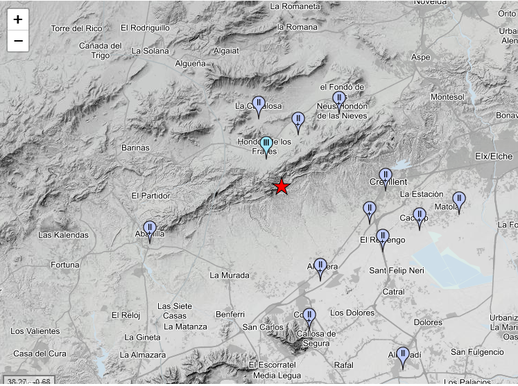 Un terremoto con epicentro en Hondón de los Frailes se siente también en Elche, Crevillent y Hondón de las Nieves Un terremoto con epicentro en Hondón de los Frailes se siente también en Elche, Crevillent y Hondón de las Nieves