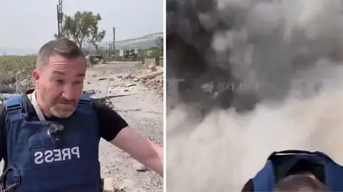 Capturas del momento del ataque de Israel que ha herido a dos periodistas Capturas del momento del ataque de Israel que ha herido a dos periodistas