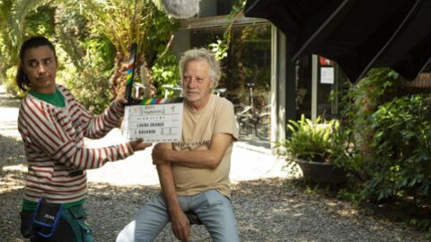 Javier Mariscal durant el rodatge del documental que ha dirigit Laura Grande