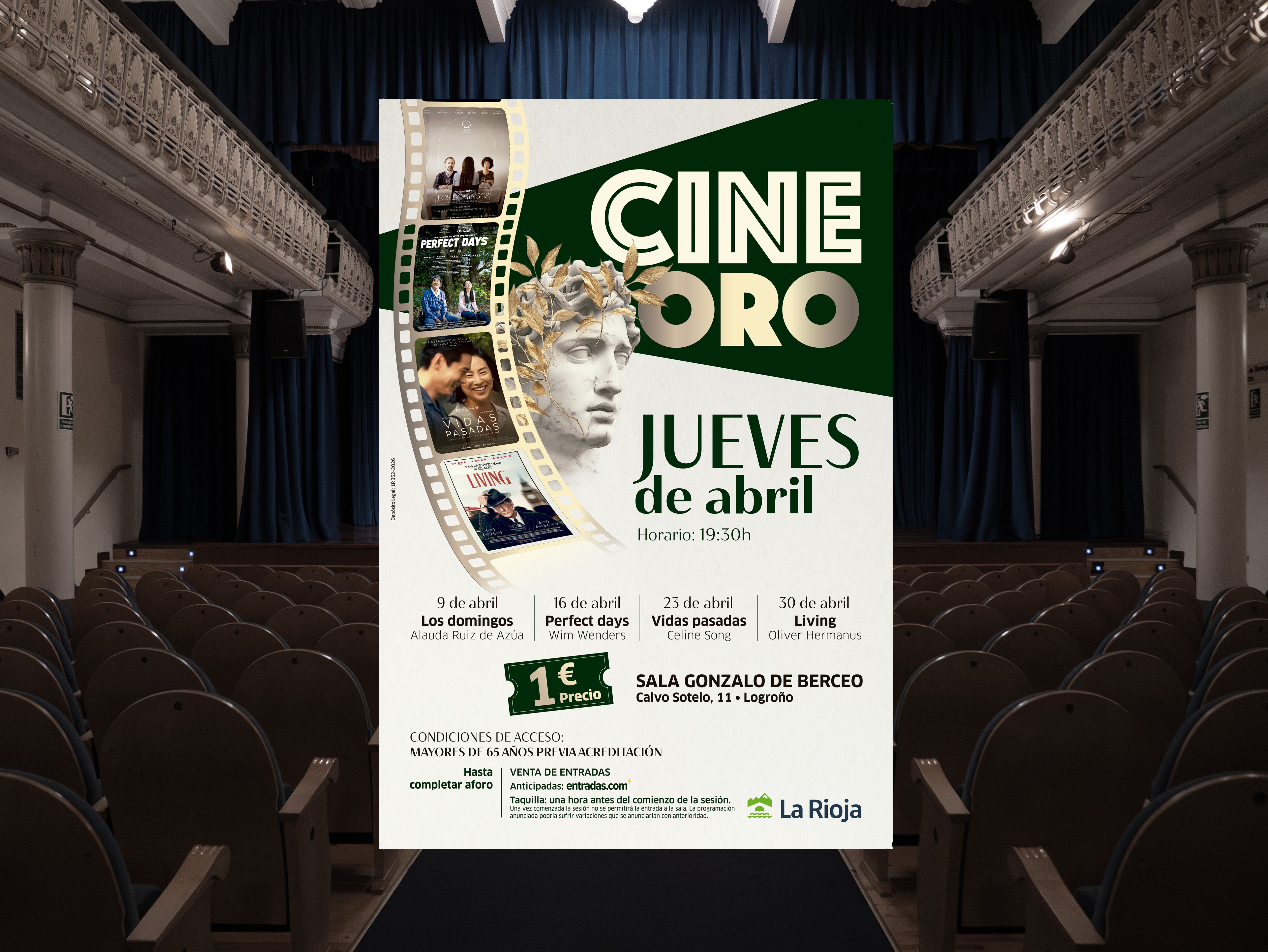 "Los Domingos", galardonada con 5 Goyas, inaugura el cine a 1 euro en Logroño para mayores de 65 años "Los Domingos", galardonada con 5 Goyas, inaugura el cine a 1 euro en Logroño para mayores de 65 años