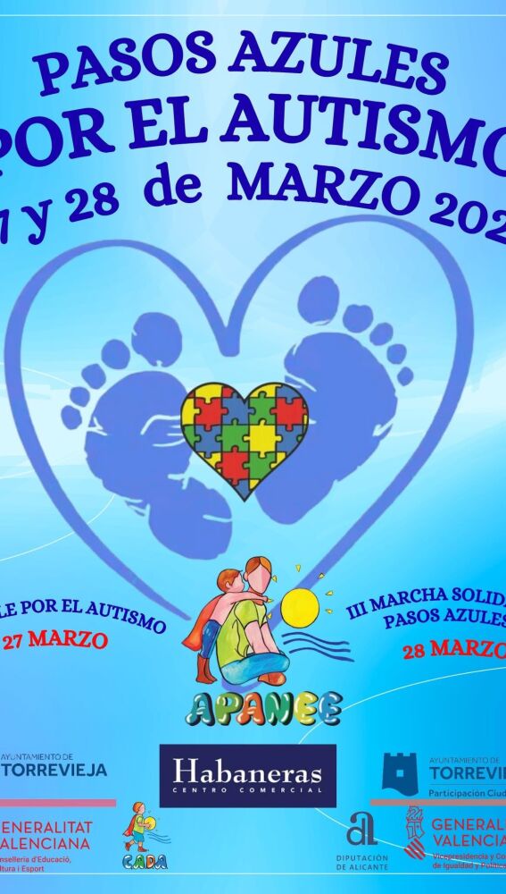 'Pasos azules por el autismo' te invita al desfile de este viernes y a la III Marcha Solidaria del sábado en Torrevieja