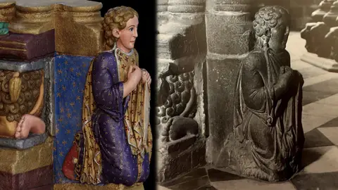 La restauración digital del retrato del Maestro Mateo en el Pórtico de la Gloria ofrece una nueva imagen del "santo dos croques" La restauración digital del retrato del Maestro Mateo en el Pórtico de la Gloria ofrece una nueva imagen del "santo dos croques"