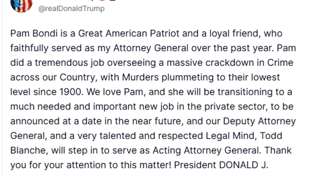 Mensaje sobre la destitución de Donald Trump