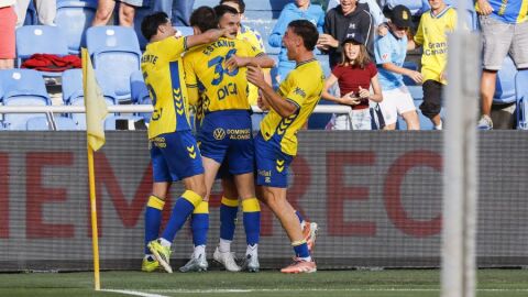 Celebraci&oacute;n de un gol de Las Palmas