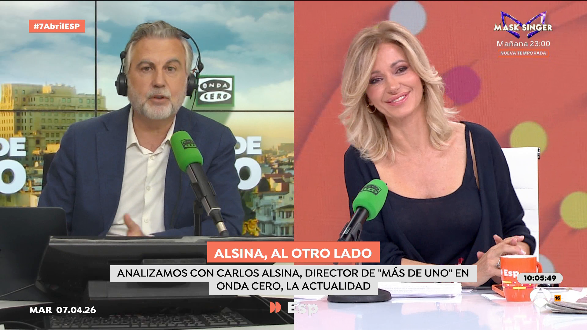 Alsina, en Espejo Público, sobre la misión Artemis II: "Es un revival un poco empeorado de la misión Apollo 8" Alsina, en Espejo Público, sobre la misión Artemis II: "Es un revival un poco empeorado de la misión Apollo 8"