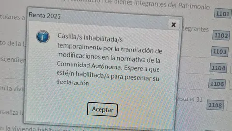 Imagen de la incidencia con la que ha empezado la campaña de la declaración de la Renta 2025 en la Comunitat Valenciana Imagen de la incidencia con la que ha empezado la campaña de la declaración de la Renta 2025 en la Comunitat Valenciana