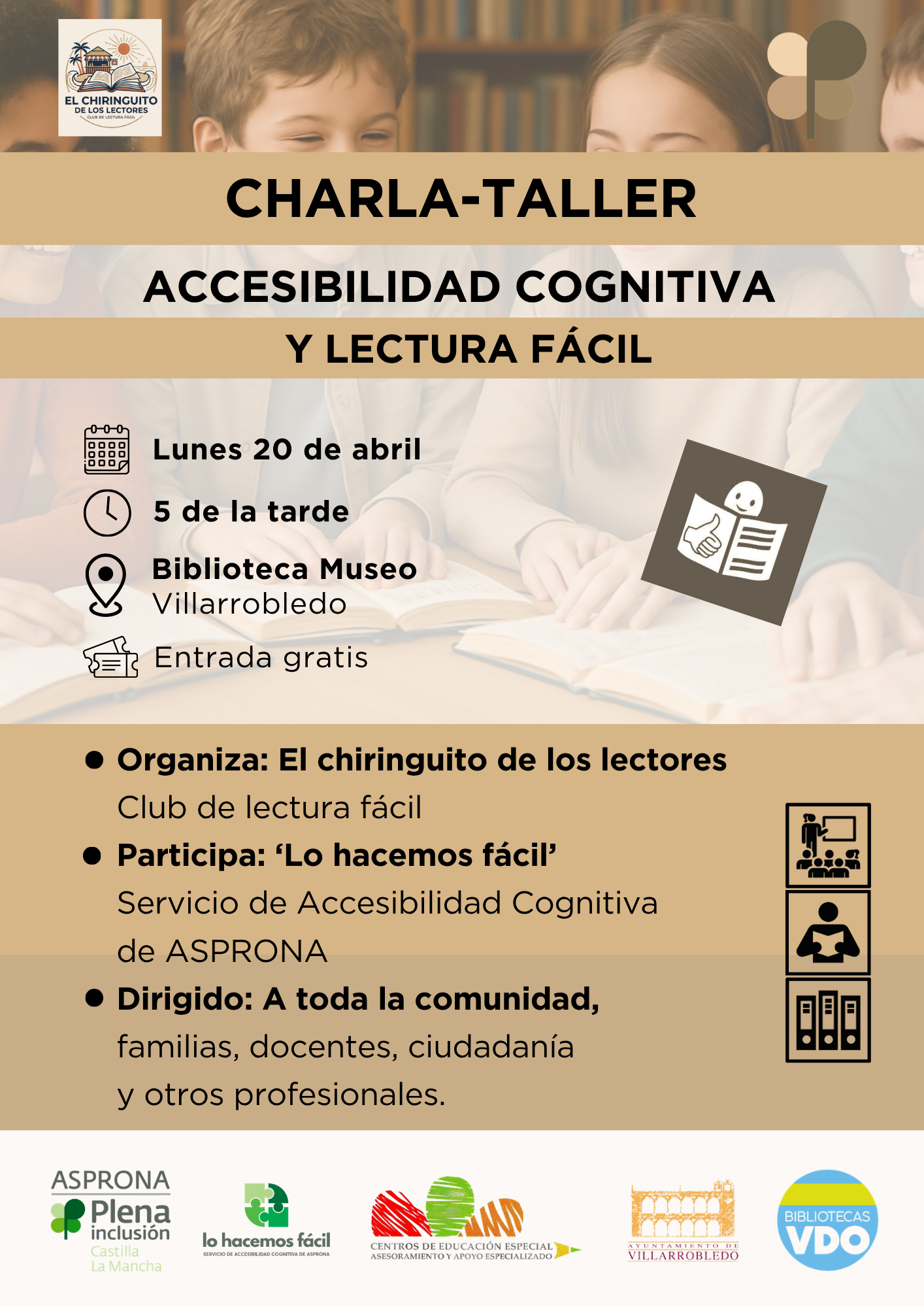 ASPRONA aborda la accesibilidad cognitiva en una charla abierta en Villarrobledo por el Día del Libro ASPRONA aborda la accesibilidad cognitiva en una charla abierta en Villarrobledo por el Día del Libro