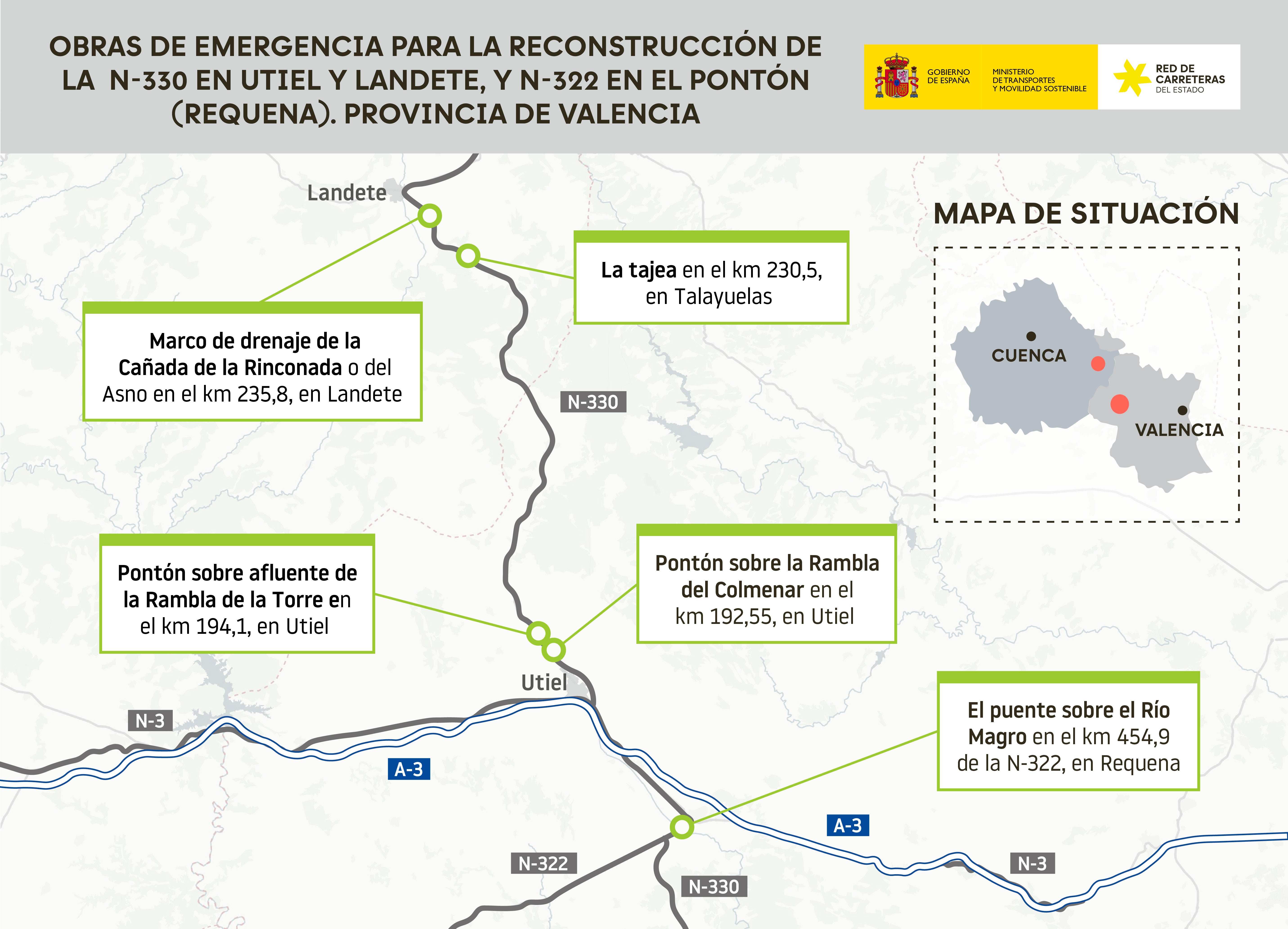 Transportes repara los daños de la DANA en la N-330 y la N-322 en Cuenca y Valencia con 6,1 millones de inversión Transportes repara los daños de la DANA en la N-330 y la N-322 en Cuenca y Valencia con 6,1 millones de inversión