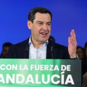 El presidente andaluz y candidato del PP a la reelección, Juanma Moreno en un acto este fin de semana. 