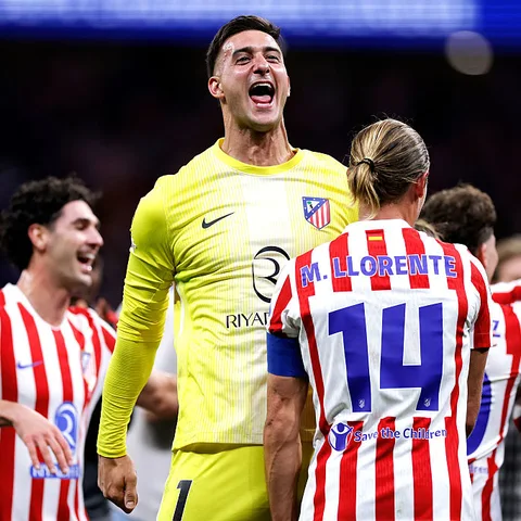 Musso celebra el pase a semifinales del Atlético de Madrid