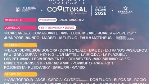 El Cooltural Fest revela su programación por días de su cartel con 82 artistas El Cooltural Fest revela su programación por días de su cartel con 82 artistas