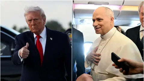 El presidente de Estados Unidos, Donald Trump, y el papa León XIV El presidente de Estados Unidos, Donald Trump, y el papa León XIV