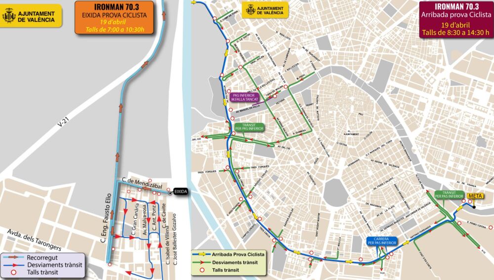 Afectación del tráfico Iron Man Valencia 2026