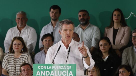 El presidente del PP, Alberto N&uacute;&ntilde;ez Feij&oacute;o, durante el acto en C&oacute;rdoba