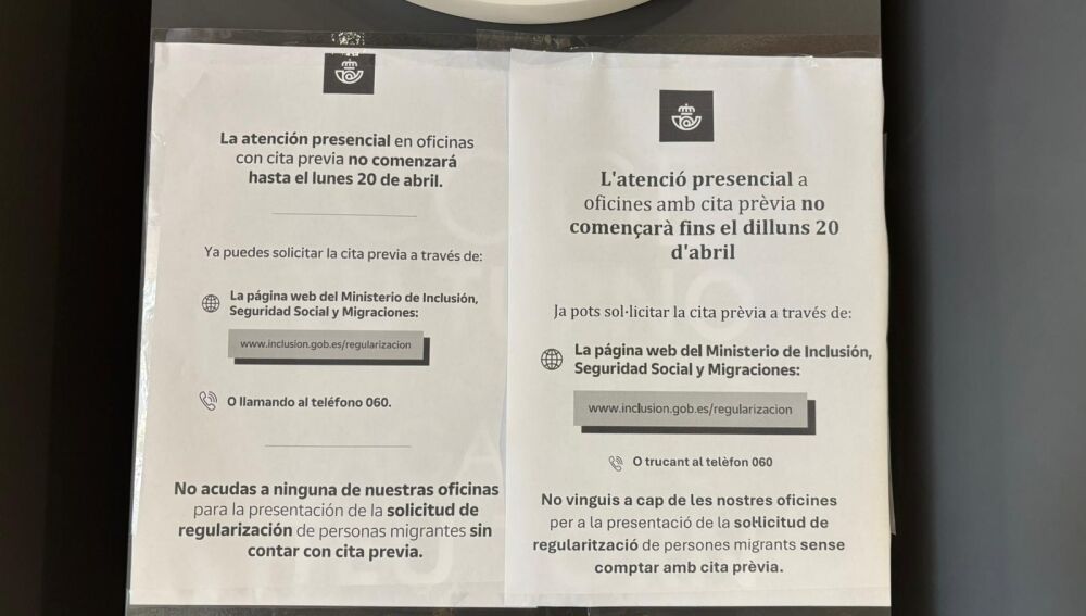 Cartell informatiu penjat a les oficines de Correus