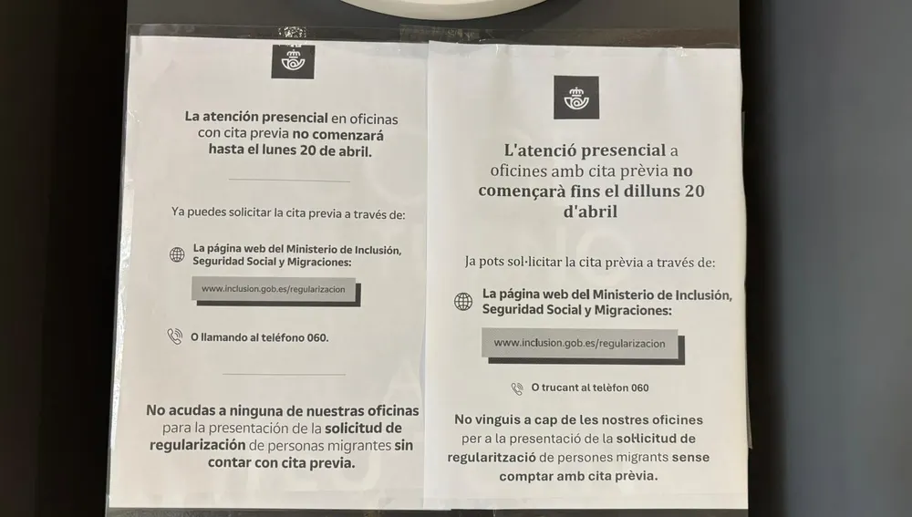Cartell informatiu penjat a les oficines de Correus Cartell informatiu penjat a les oficines de Correus